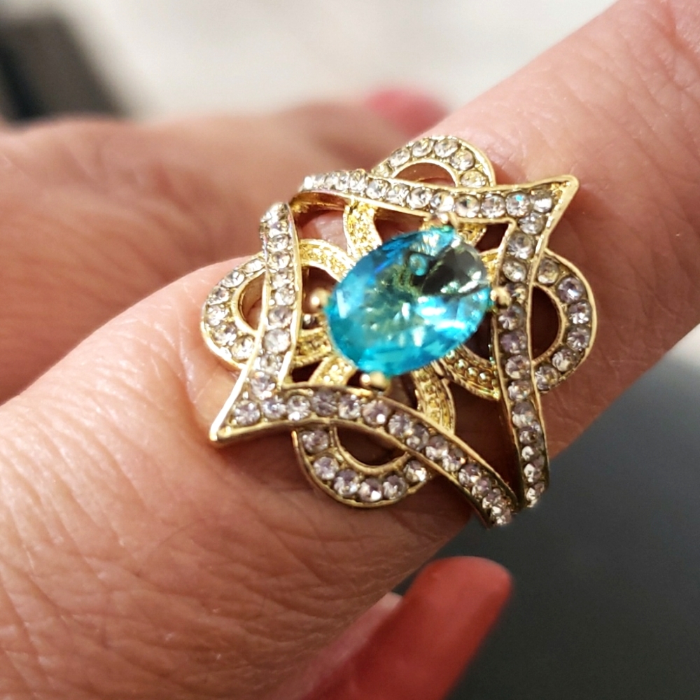 Blue Topaz Statement Ring